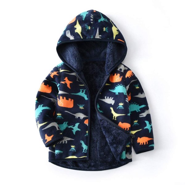 Feidoog Toddler Polar Fleece Jacket Hooded Baby Boys Girls Autumn Winter Long Sleeve Thick Warm Outerwear,Dark Blue,3-4T