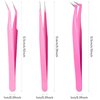 6 Pieces Eyelash Extension Tweezers Lash Tweezers Set Stainless Steel Straight and Curved Tip Tweezers Precision Eyebrow Tweezers Nippers for Eyebrow Hair (Silver, Pink)