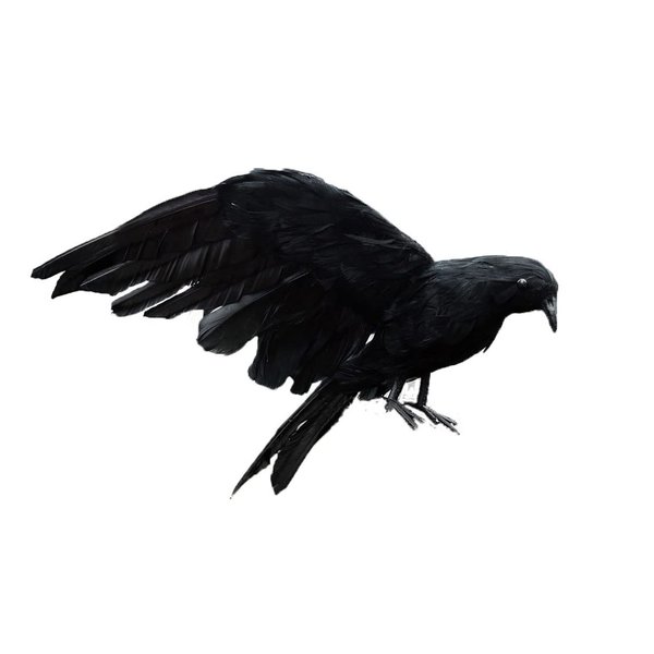 WKITKA Halloween Black Crow Realistic Handmade Feathered Crow Outdoor Home Garden Decorations Birds Raven Party Prop（15cm)