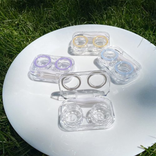 Othirls 4 PCS Contact Lens Cases, Colorful Contact Lens Container Holder, Outdoor Portable Mini Contact Lens Soak Storage Kit for Travel & Home
