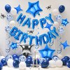 56 PCS Happy Birthday Balloons Happy Birthday Banner Silver and Black Balloons for Boys Men Girls Women 16th 18th 20th 21st 25th 30th 40th 50th 60th Birthday Party Decorations (Blue)