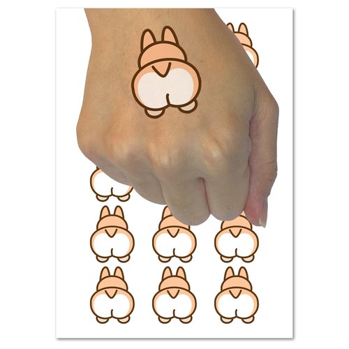 Corgi Butt Dog Doodle Temporary Tattoo Water Resistant Fake Body Art Set Collection - 15 2" Tattoos (1 Sheet)