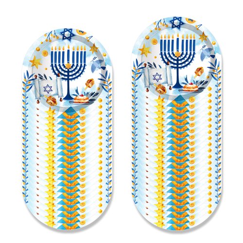 116 Pcs Hanukkah Party Supplies 16 Guests Chanukah Party Decorations Set Including Hanukkah Party Paper Plates Dinner Plates Napkins Cups Set for Hanukkah Party Decoration