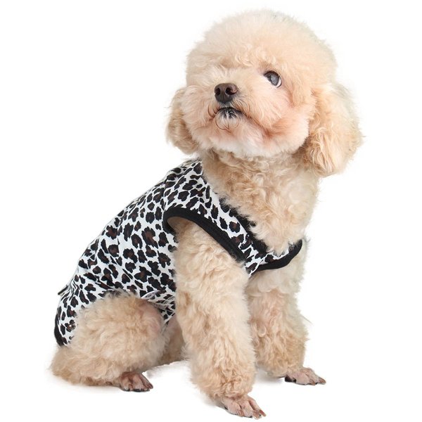 Due Felice Dog Surgery Recovery Suit Pet Onesie After Surgery Wear Pet E-Collar Alternative for Female Male Dog Leopard Print/Small