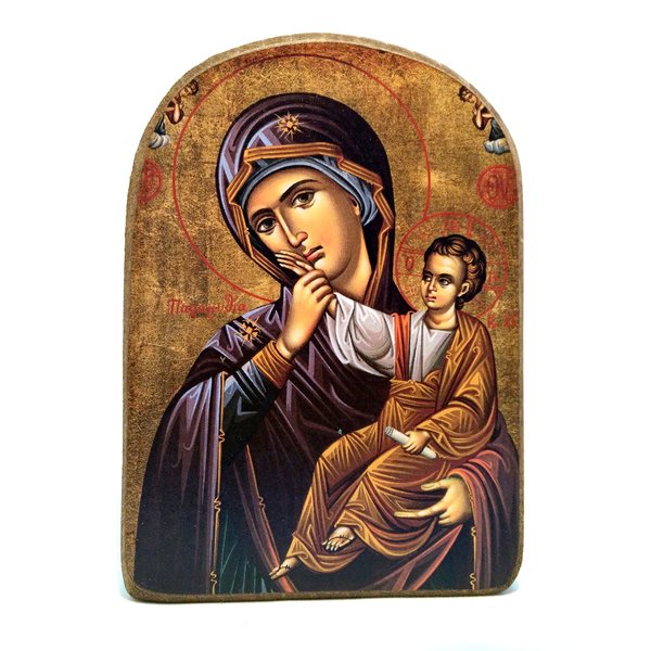 Handmade Wooden Greek Christian Orthodox Mount Athos Icon of Virgin Mary /Mp2
