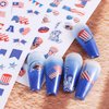 8 Sheets 4th of July Nail Art Stickers Decals Red White Blue Designs American Independence Day Patriotic Nail Stickers 3D Self-Adhesive USA Flag Map Eagle Statue of Liberty Nail Decals for Women