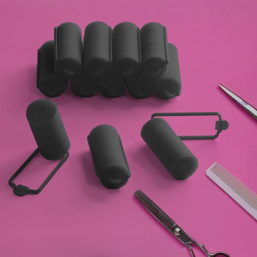 36 Pieces Foam Sponge Hair Rollers - Soft Sleeping Hair Curlers Flexible Hair Styling Curlers Sponge Curlers for Hair Styling (Black)
