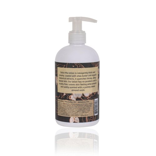 Dolce Mia | Shea Butter Lotion | Sweet Almond | Organic Botanicals | Hypoalergenic | Vegan and Cruelty Free | 12 oz