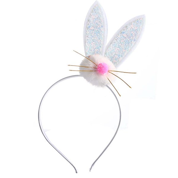 VEICOSTT Easter Headband for Women Girls Bunny Rabbit Ear Headbands with Flower ZHB29 (White)