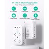 Mifaso Outlet Extender - Wall Surge Protector with 8 Outlets 3 USB 2 USB C, 1 USB A Multi Plug Outlet Splitter, Wall Mount Adapter with Top Phone Holder for Home, School, Office 1800 Joules