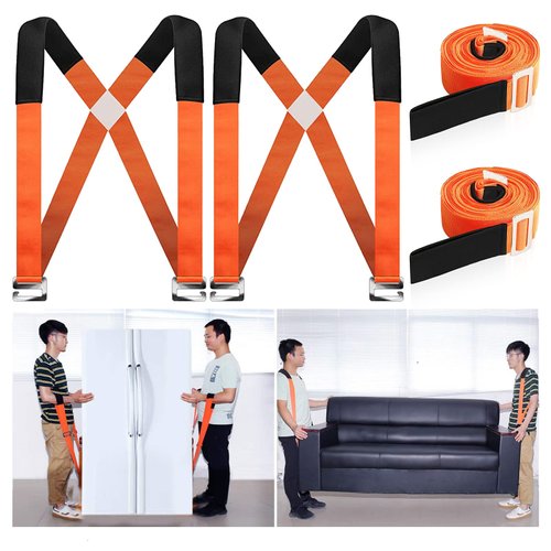 HQQNUO Moving Straps, 2-Person Shoulder Lifting and Moving System for Appliances, Furniture, Mattresses or Heavy Objects up to 800 Pounds (Orange)