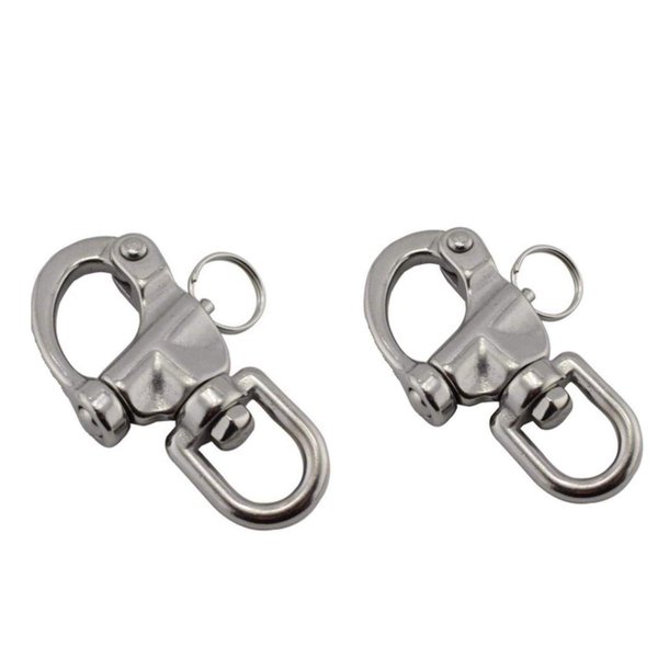 NRC&XRC Pair 5IN(128mm) Jaw Swivel Eye Snap Shackle Quick Release Bail Rigging Sailing Boat Marine Stainless Steel Clip Pair