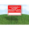 Sustainable Eating Delicious, Eco-Friendly Meals Write On Me Red 18x24 in Double Sided Yard Road Sign w/Stand
