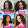 GOLFMAX Wear and Go Glueless Wigs Human Hair Pre Plucked Pre Cut Short Bob Wigs With Elastic Band For Black Women Deep Wave Curly 4x4 Closure Wig Water Wave Wigs Human Hair 12 Inch