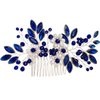 Sparkly Wedding Hair Combs, Crystal Flower Hair Clips Bride Bridesmaid Hair Sides Comb Rhinestone Barrettes, Crystal Flower Hair Pins Hair Accessories for Women Girls (Blue)