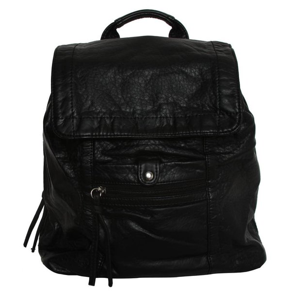 "Didier" Multipocket Soft Hipster Rucksack Backpack - Black