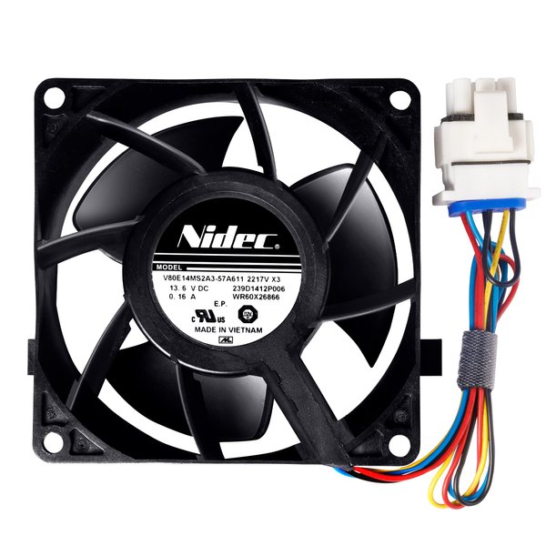 Upgraded WR60X26866 Refrigerator Evaporator Fan Motor (OEM), Compatible with ge Refrigerator, Replace V80E14MS2A3-57A611, WR60X10341, WR60X10356, WR60X10357, etc - 10 Years Warranty