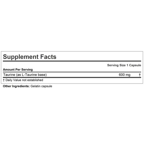 ANDREW LESSMAN Taurine 600-180 Capsules – Supports Healthy Blood Pressure, Heart, Liver, Eye and Ear Health. Pure, High Potency Source of The Amino Acid Taurine. No Additives