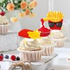 48pcs French Fries Cupcake Toppers French Fries Birthday Party Decorations Fast Food Party Decoration French Fries Theme Cupcake Picks for French Fries Birthday Party Baby Shower Supplies