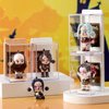 Figures Display Box, Clear Figures Display Case with ID Card Slot, Stackable Doll Display Stand for Pop Mart Lego Collectibles Action Figures (Pink)