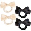 4 Pcs Bow Scrunchies Elastic Hair Ties, Silk Bowknot Hair Bands, Cute Ponytail Holder Hair Ropes, Wedding Party Hair Styling Accessories for Women Girls Teen Thick Thin Long Hair