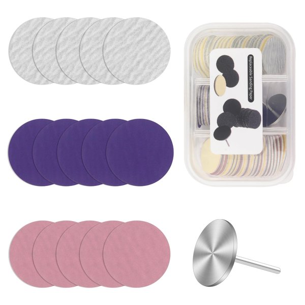 60PCS Sanding Paper Discs with Metal Nail Drill Bit Foot Sandpaper Discs 25mm Foot File Sandpaper Discs #80#150#240 Grits Replacement Sandpaper Discs for Manicure Pedicure