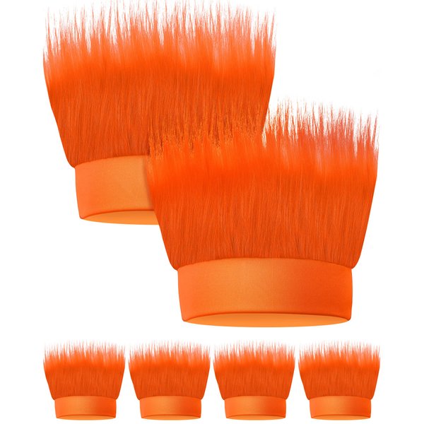 Taiyin 6 Pcs Hairy Headband Costume Headband Troll Crazy Hair Wig Accessories Party Decoration Women Men(Orange)