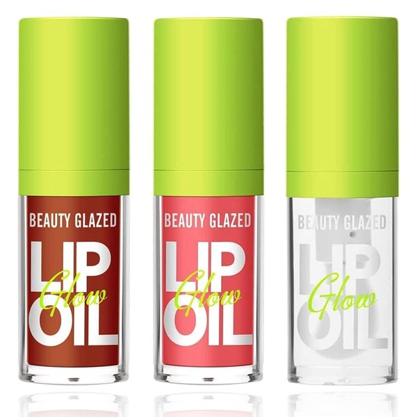 Hydrating Lip Glow Oil Set, 3pcs Tinted Plumping Lipgloss Gift Set, Lip Care Lip Tint Shiny Jelly Lip Gloss, Tinted Lip Gloss Set, Moisturizing Transparent Lip Oil For Dry And Cracked Lips