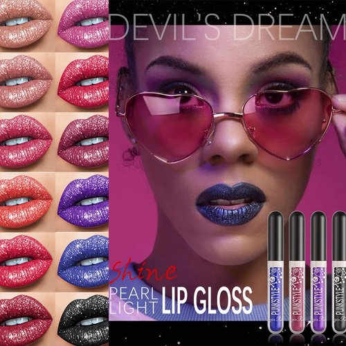 AKARY 3Pcs Matte Liquid Lipstick Set, Glitter Diamond Shining Lip Gloss Gothic Makeup Set 24 Hour Long Lasting Waterproof, Halloween Makeup Lipsticks Gift Kit for Women Girls Party, Cosplay Makeup (Set D)
