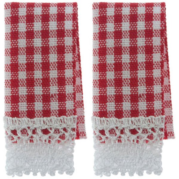 Dolls House Red Gingham Tea Towels Miniature Kitchen Cafe Accessory