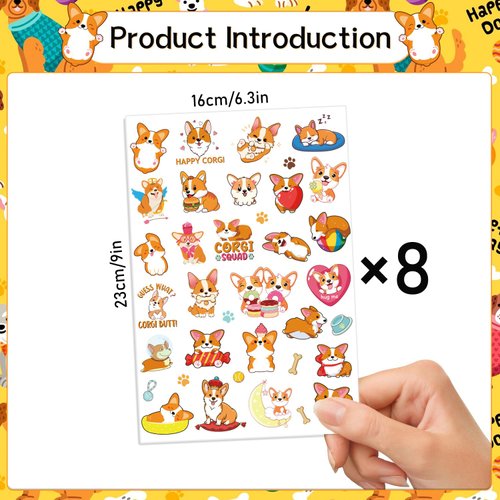 Gameza Corgi Temporary Tattoos Stickers - 200+ Corgi Birthday Party Favors Decorations Corgi Party Gifts Supplies Cute Pet Dog Tattoos Stickers Gift Boys Girls Corgi Tattoos Classroom School Prizes