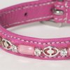 XX-Small Beaded Rhinestone Soft Napa Leather Padded Utopia Dog Collar, Fits Neck Size 8" - 10"