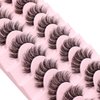 Veleasha Clear Band Lashes 10 Pairs Pack D Curl Russian Strip Lashes,Natural Look Transparent Soft Band Faux Mink Eyelashes for Eye Makeup (D03-T)