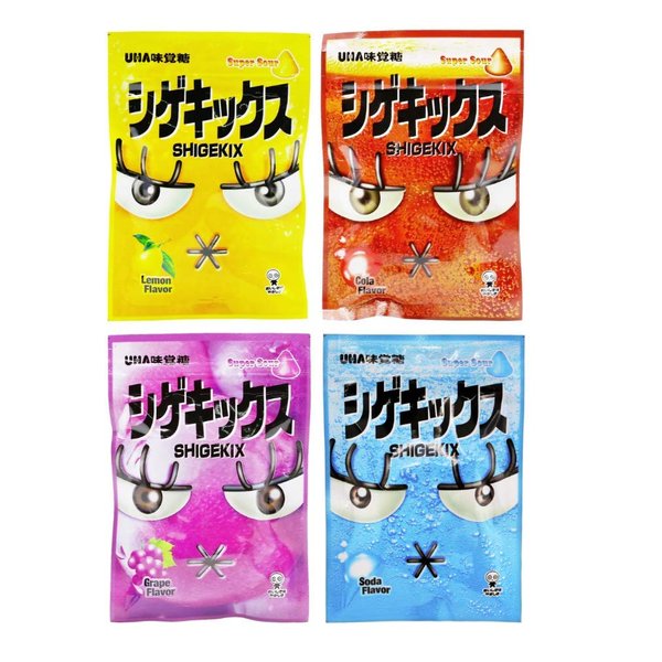 Japan UHA SHIGEKIX x4 favor, Super Sour Cola,Lemon,Soda,Grape GUMMY candy Fresh Japanese cone chews