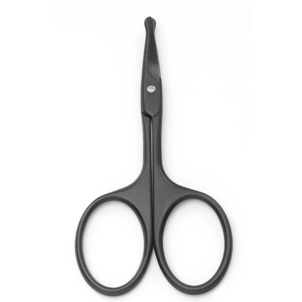 Yutoner Eyebrow and Nose Hair Safety Curved Scissors, 3.7 Inch Stainless Steel Professional Facial Hair Beard Eyelashes Eyebrow and Moustache Scissors Trimmer (Black Safety Head)