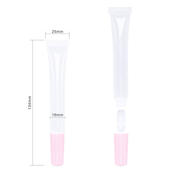 50 PCS Empty long slim 15ml squeeze pink lip gloss tubes lip oil sofe lipgloss tubes (pink lid)