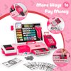 Kids Cash Register Toy Playset, Toddler Prentend Play Store with Real Calculator Cash Register with Scanner/Credit Card/Play Money/Food, Learning Toys for Boys Girls Toddlers(Pink)