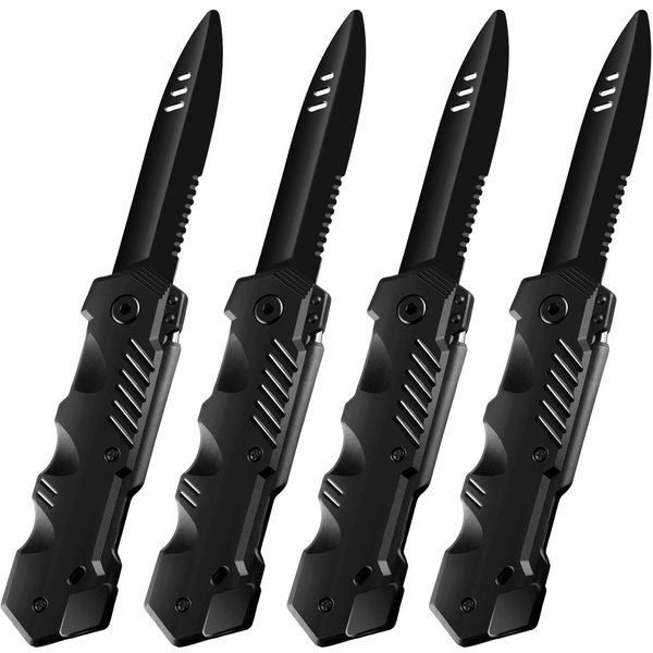 Boao 4 Pieces Retractable Knife Prop False Trick Gadget Toy Disappearing Dagger Fake Plastic Blade for Halloween Fools Day Party