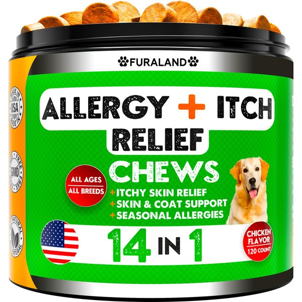 Dog Allergy Relief Chews - Dog Itch Relief - Omega 3 Fish Oil + Probiotics - Itchy Skin Relief - Seasonal Allergies - Anti Itch Support & Hot Spots - Immune Supplement for Dogs