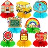 JULMELON Back To School Decorations Honeycomb Centerpiece, 8 PCS Welcome Back To School Supplies for Classroom First Day of School Table Toppers Decor for Kids and Teacher Party Favors