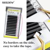 SEEDEW 5D Lash Extensions, 0.07mm D Curl 9mm 12 Rows/Tray, W Shape Flat Stem, Korean PBT Volume False Eyelashes Grafting for Beginner Artist, Lash Tech, Beauty Salon(5D-Matte Black-0.07-D-9mm)