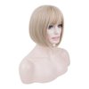 Creamily 12 Inch Short Blonde Wig for White Women Shoulder Length Straight Bob Wigs with Bangs Synthetic Hair Wigs Halloween Costumes Cosplay Wig for Women (16/613 Blonde Wig)