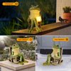 FOXMIS Miniature Frog Garden Statue Easter Decorations Fairy Garden Accessories Outdoor Figurine Lights Solar Garden Frog Decor Art Housewarming Gift for Patio,Yard,Lawn Ornament,3.89"x2.36"x3.93"
