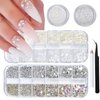 ITPOYOL 4 Boxes Nail Art Rhinestones Flatback Rhinestones Pearls Nail Charms for Acrylic Nails Crystals Nail Art Supplies Half Round Design Nail Gems Nail Pearls Nail Accessories for DIY Nail Decor