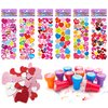 Valentines Day Gifts for Kids Bulk Stickers,12Pcs Assorted Stamps,6Pcs 3D Puffy Stickers,Valentine's Day Birthday Gifts Boys Girls,Greeting Cards Arts Craft Supplies Teacher Stamps,Prize for Classroom