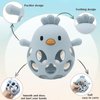 Baby Teething Toy, Hollow Chicken Silicone Teething Toys, Soft Baby Chew Toys for Sucking Needs, Bells can be Installed, Suitable for Babies of Any Age(Blue+Pink)