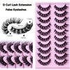 LuckForever 10 Pairs False Eyelashes Russian Strips Eye Lashes Wispy False Lash Fluffy Eyelash Extension Natural Look D Curly Volume Fake Eyelashes Reusable Eye Lash for Women Girls