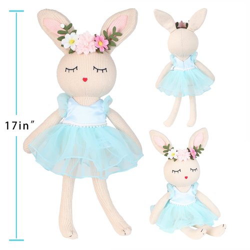 JUSTQUNSEEN Ballerina Doll Handmade Stuffed Animal Bunny Stuffed Animal Bunny Plush Animal Doll, Plush Toy Bunny Stuffed Animals for Girls Easter Stuffed Animal on Birthday Christmas Easter