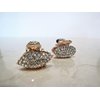 Generic Tiny mini rose gold metal oval or leaf shaped hair claw clips with crystals (Pattern: Leaf)