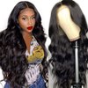 30 Inch Glueless Lace Front Wigs Human Hair Wigs for Black Women 13X4 Body Wave Lace Front Wig Pre Plucked Bleached Knots with Baby Hair 180% Density Real Human Hair Wigs Wet and Wavy Body Wave Wigs